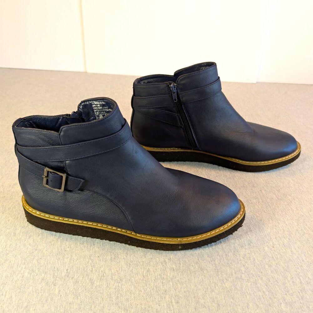 Cloudwalkers Valentina Womens Blue Ankle Bootie Round Toe Side Zip Buckle 13 13W